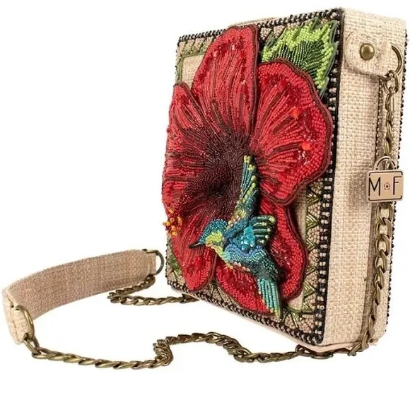 Mary Frances “Meet Me in the Tropics” Crossbody Hibiscus Hummingbird Bag